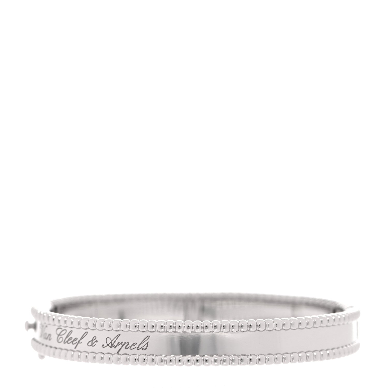Van Cleef & Arpels 18K White Gold Perlee Signature Bangle Bracelet S 5 of 12