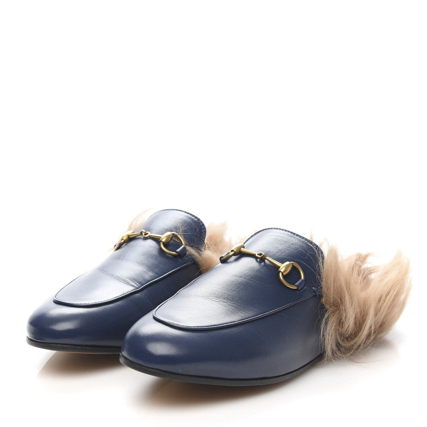Malaga Kid Fur Womens Princetown Slippers 39 Blue Agata