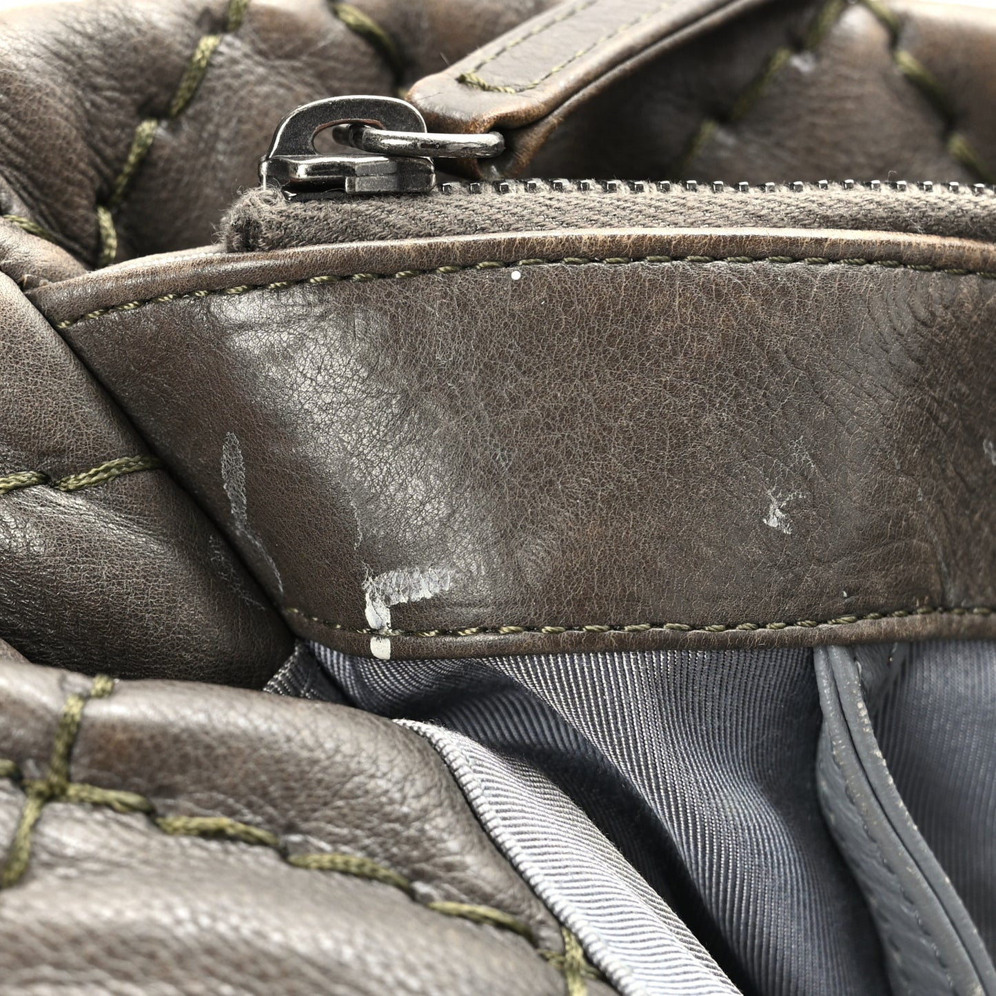 Calfskin Ultimate Stitch Shopping Tote Khaki