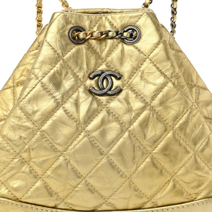 Chanel Metallic Lambskin Small Quilted Gabrielle Backpack Gold 8 of 10