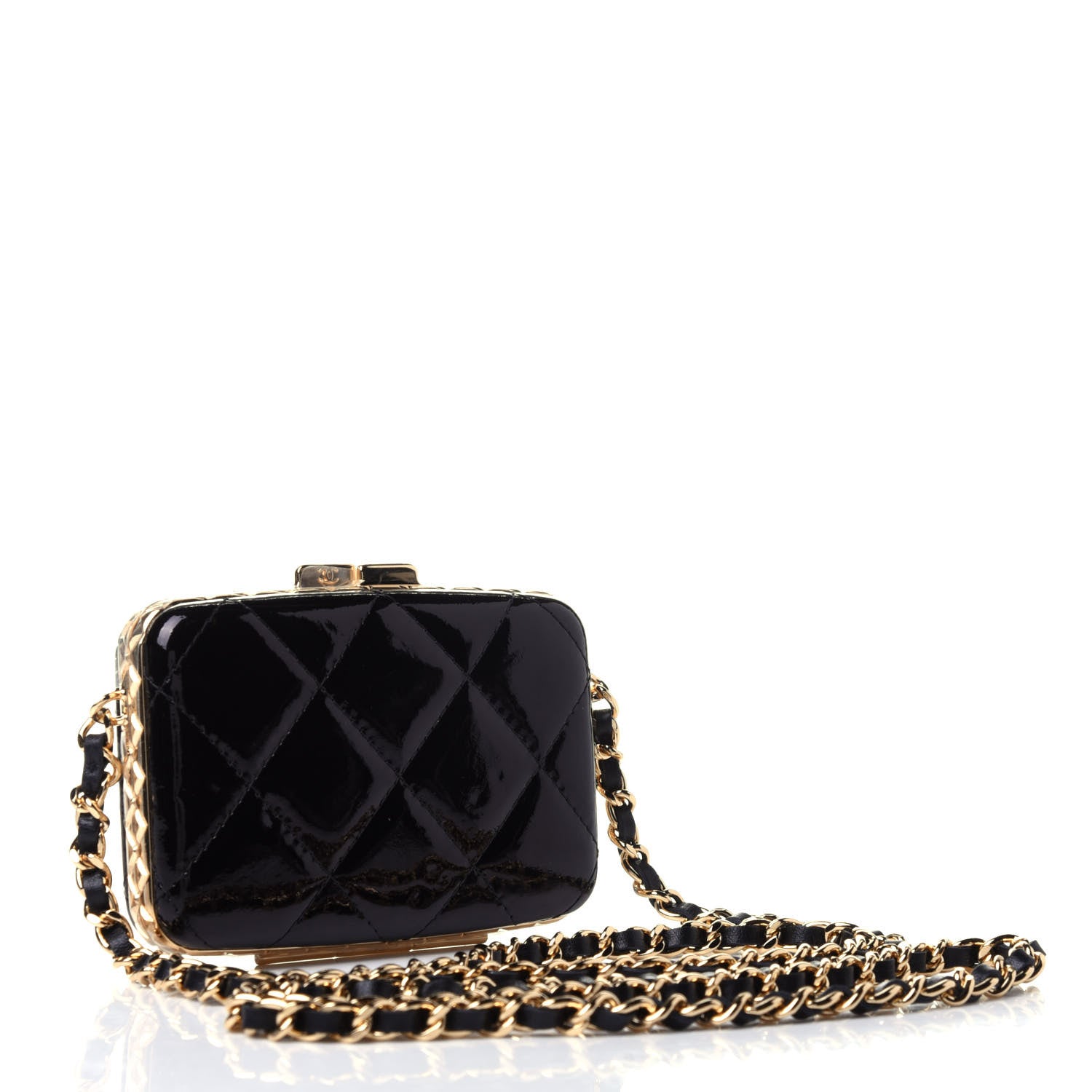Chanel Glazed Goatskin Quilted Small Box With Chain Black 2 of 4