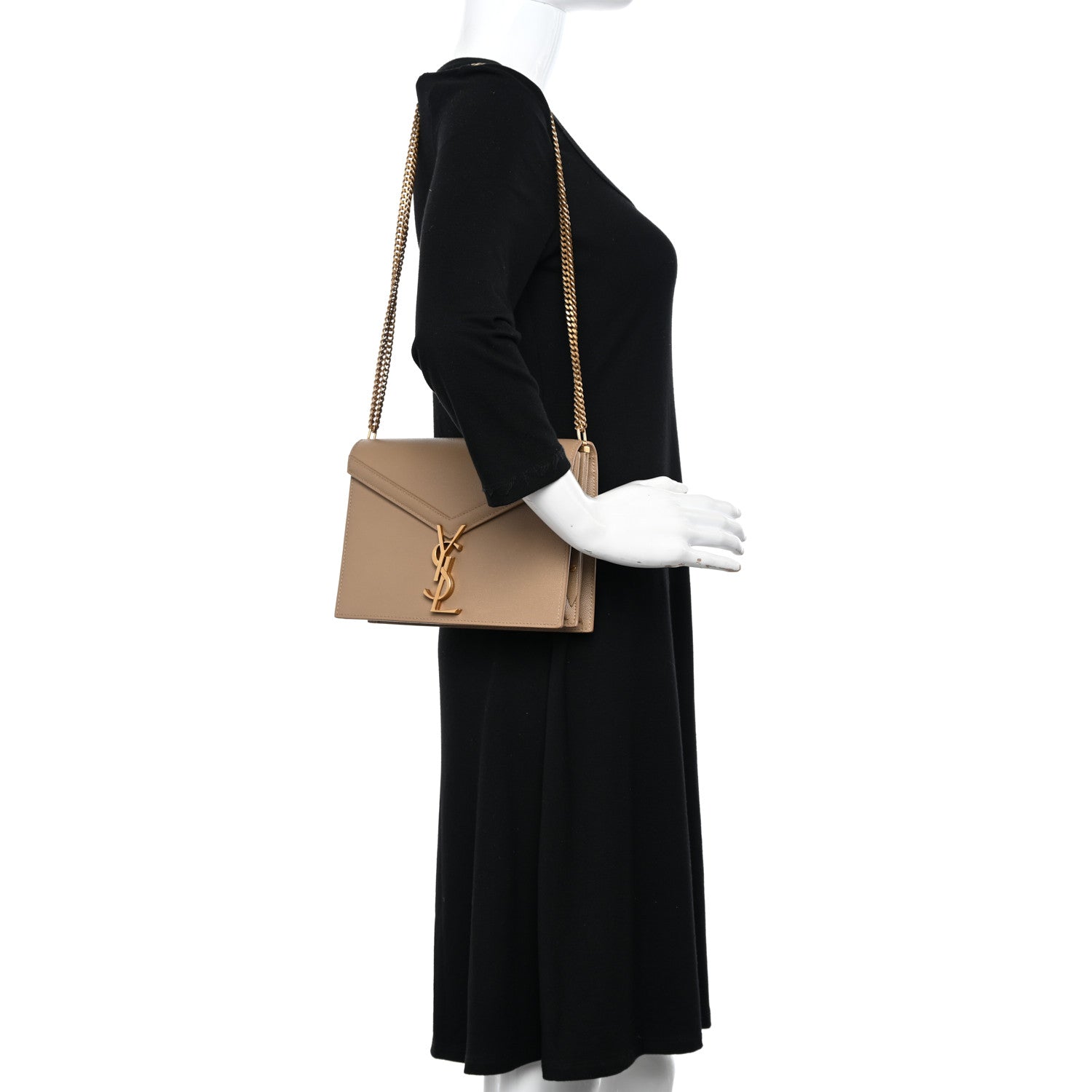 Saint Laurent Grain De Poudre Monogram Cassandra Clasp Bag Latte 2 of 9