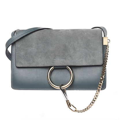 Chloe Suede Calfskin Small Faye Shoulder Bag Cloudy Blue 1 of 16