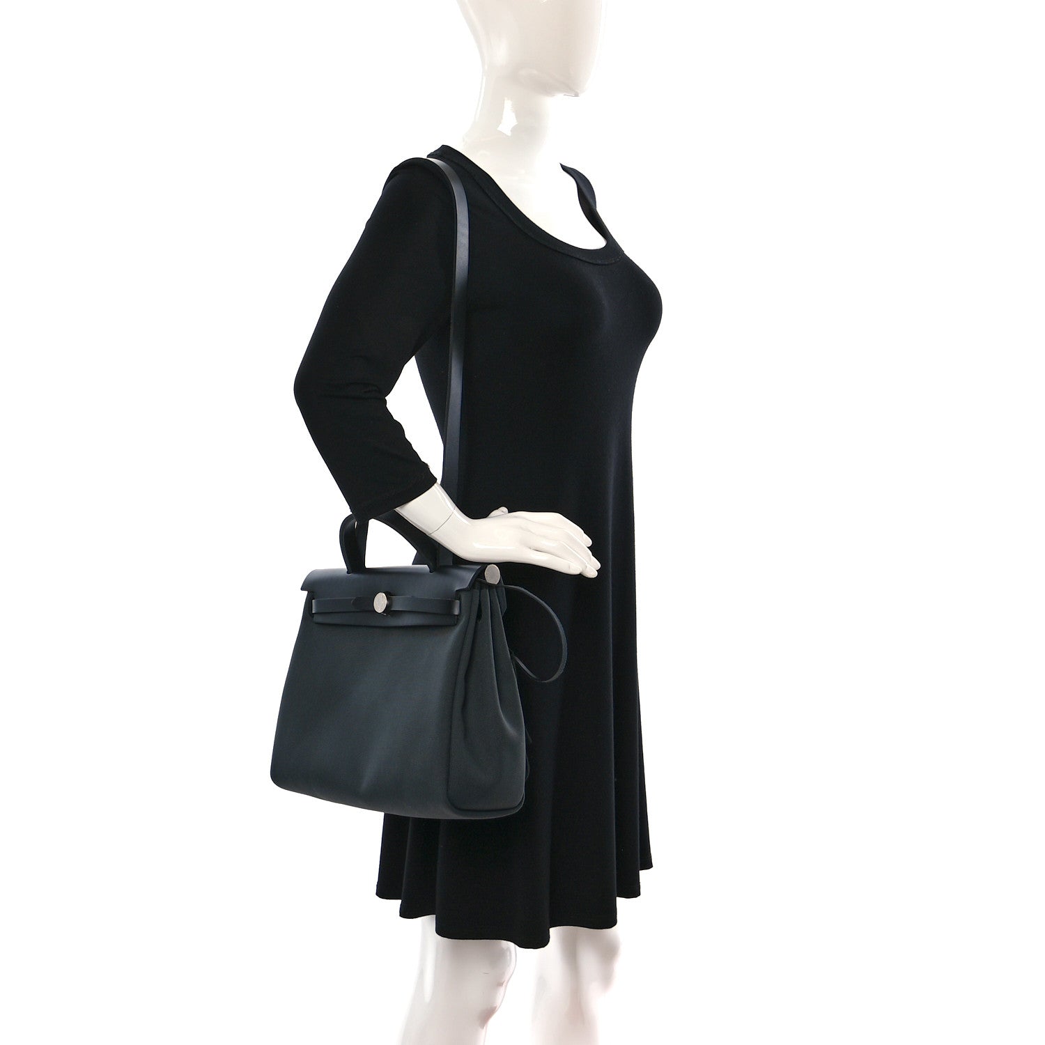 Hermes Military Toile Vache Hunter Herbag Zip PM 31 Black Vert Rousseau 2 of 11