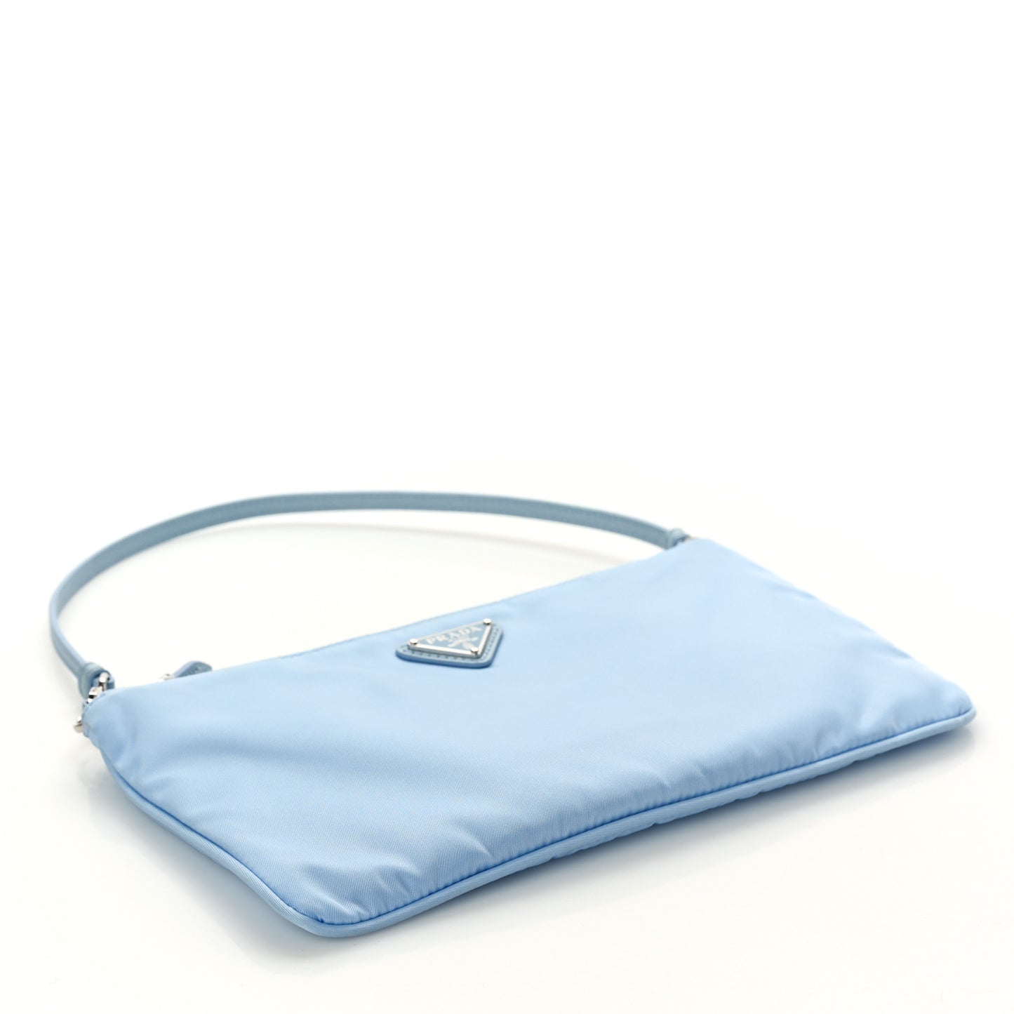 Re-Nylon Vela Saffiano Mini Pochette Bag Celeste