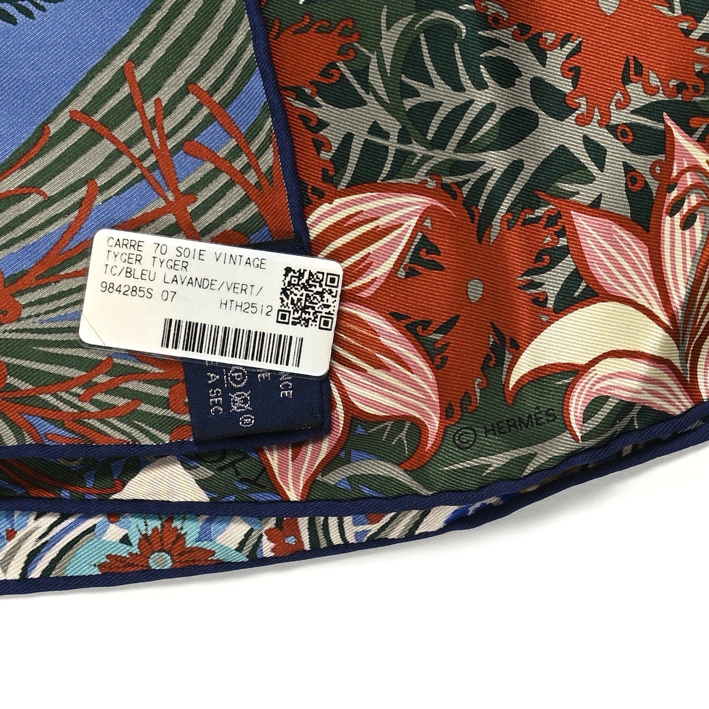 Silk Tyger Tyger Scarf 70 Bleu Lavande Vert