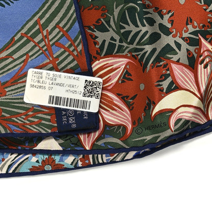 Hermes Silk Tyger Tyger Scarf 70 Bleu Lavande Vert 3 of 3