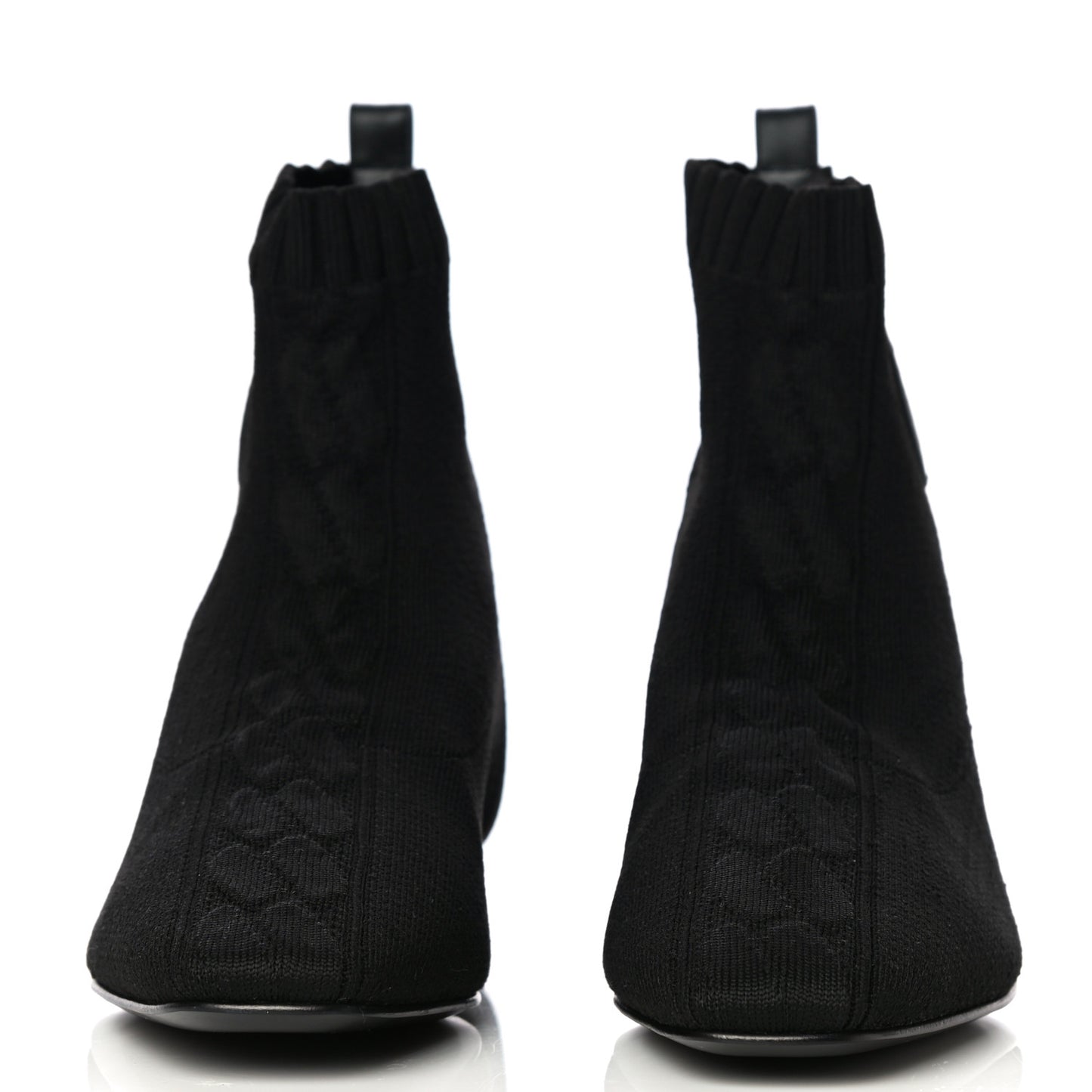 Knit Calfskin Duo Ankle Boots 35.5 Black
