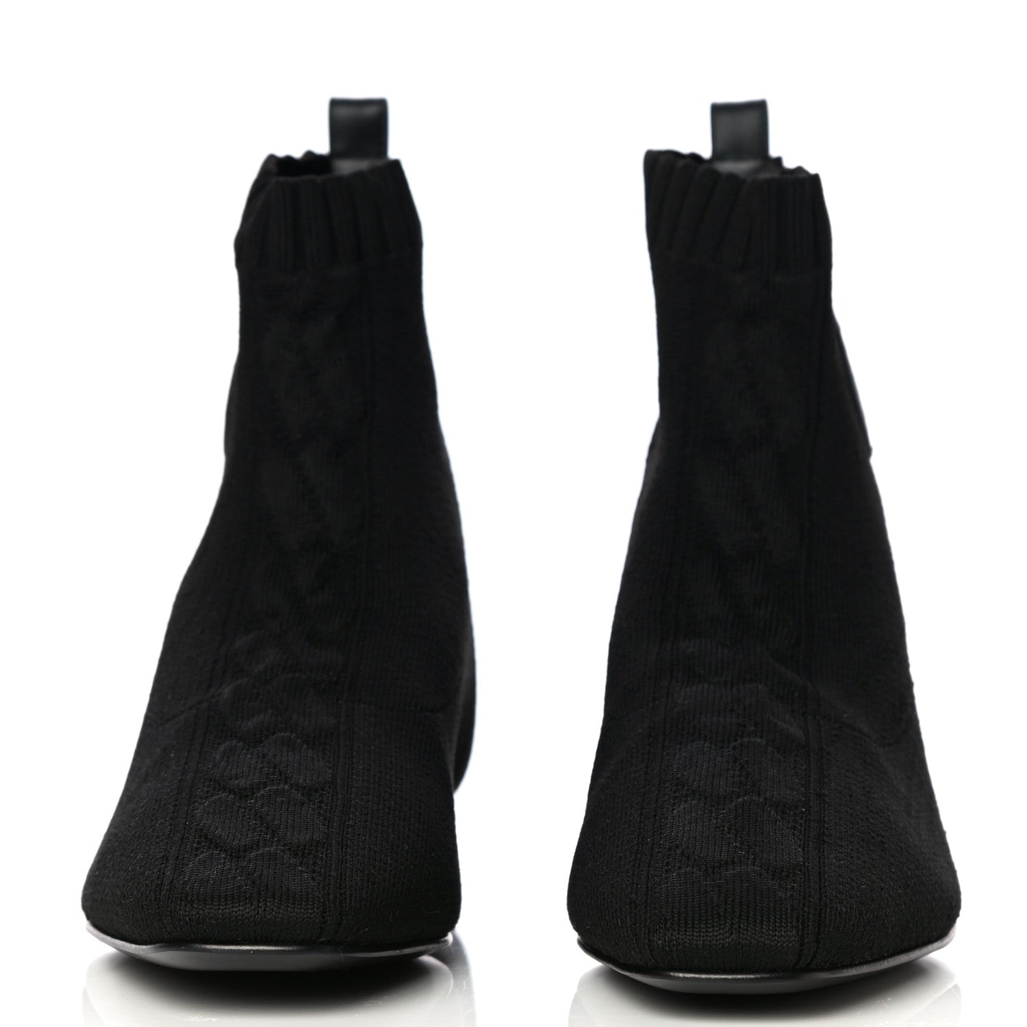 Hermes Knit Calfskin Duo Ankle Boots 35.5 Black 2 of 11