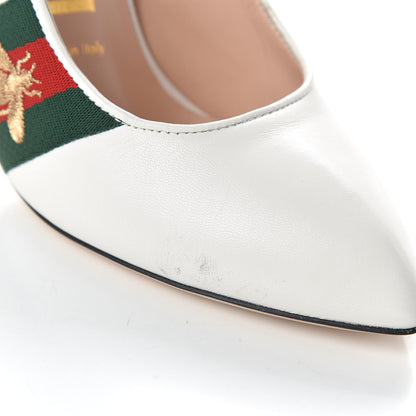 Gucci Malaga Kid Web Sylvie High Heel Slingback Pumps 37 White 13 of 13