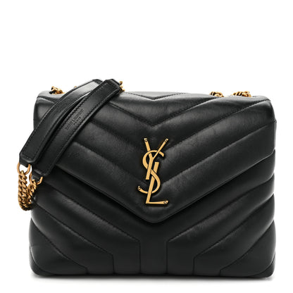 Saint Laurent Calfskin Y Quilted Monogram Small Loulou Chain Satchel Black 1 of 13