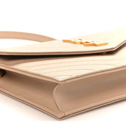 Saint Laurent Grain De Poudre Matelasse Chevron Monogram Envelope Chain Wallet Dark Beige 8 of 9