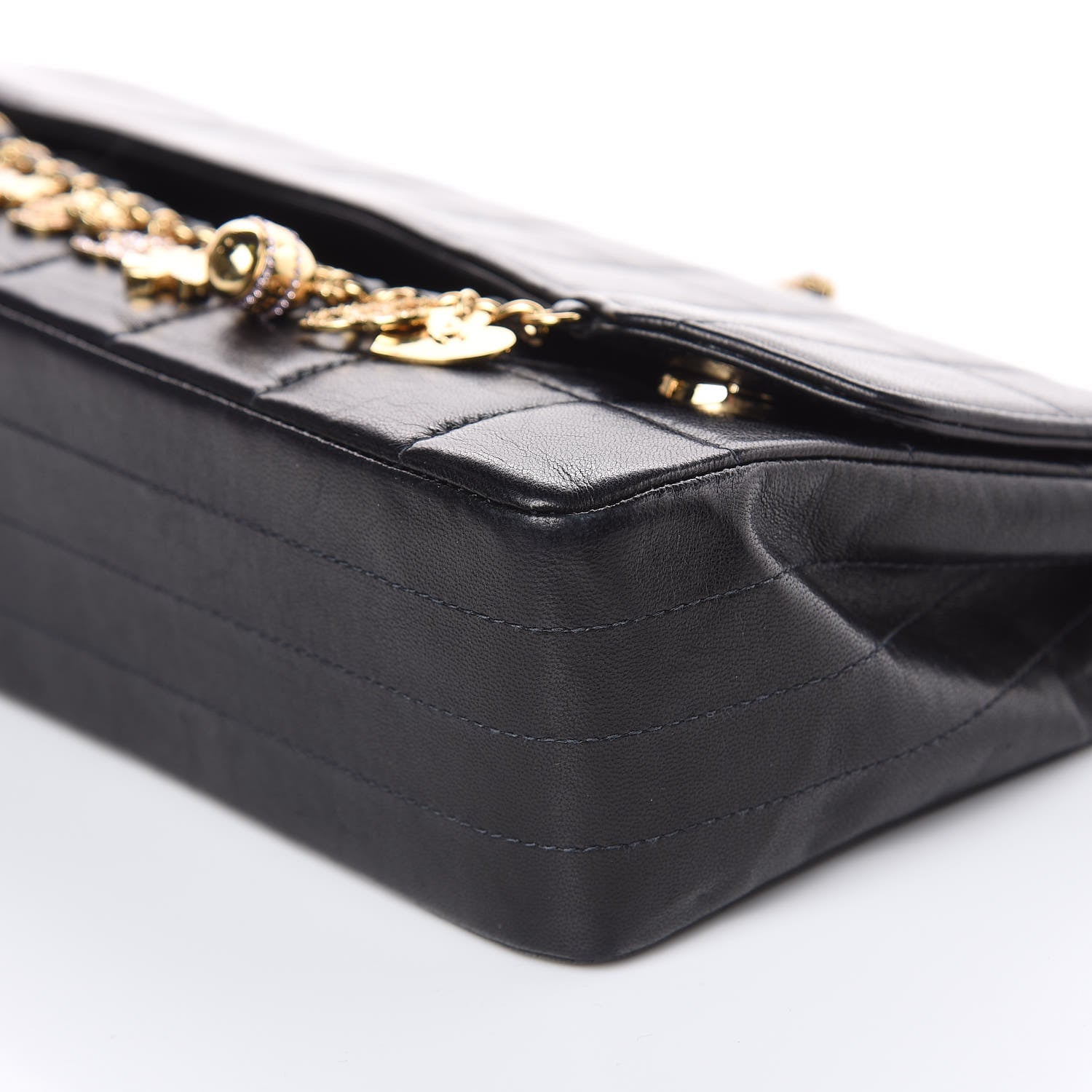 Chanel Lambskin Quilted Crystal Chocolate Bar Charm Flap Black 9 of 16