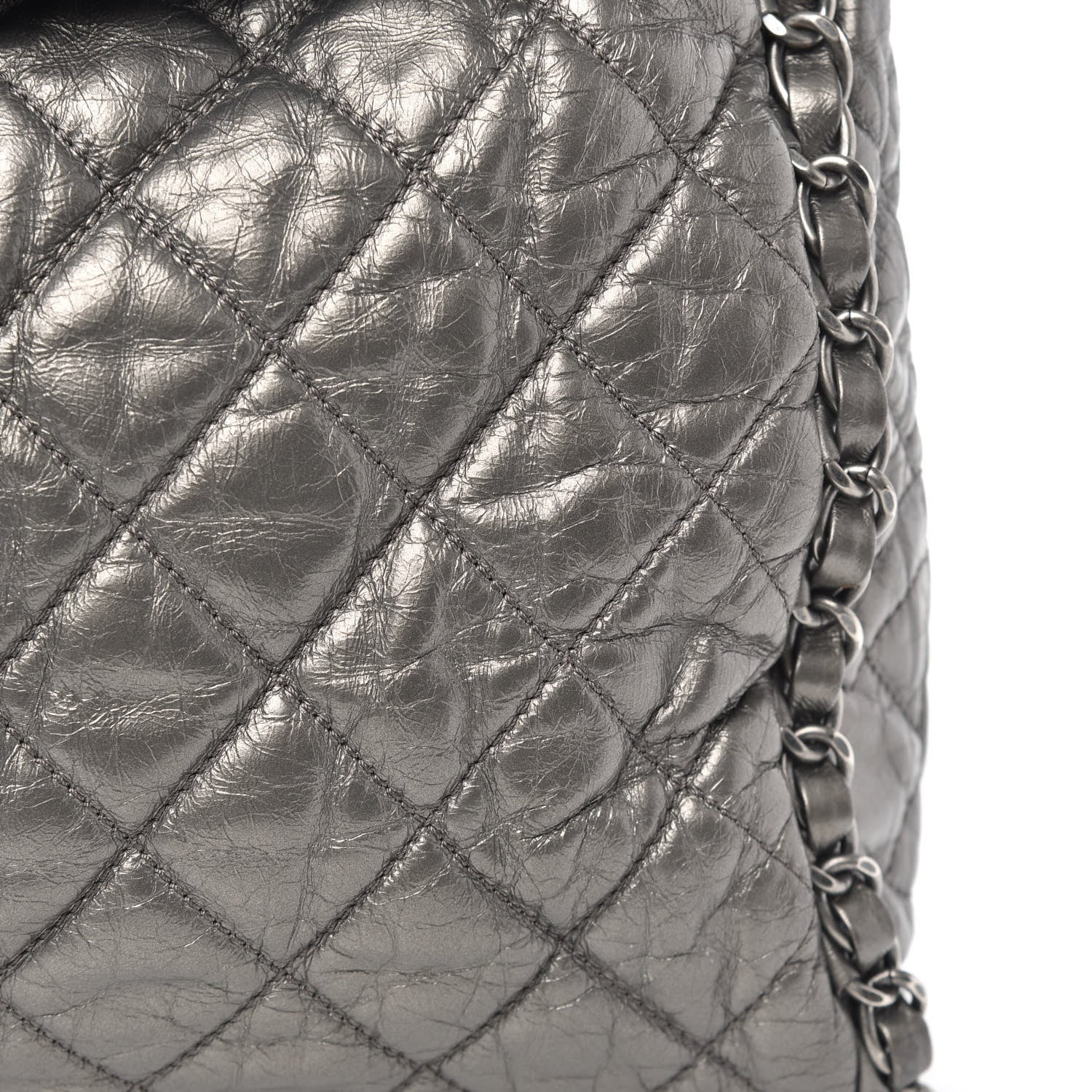 Chanel Metallic Calfskin Quilted Large Chain Me Hobo Silver 8 of 12