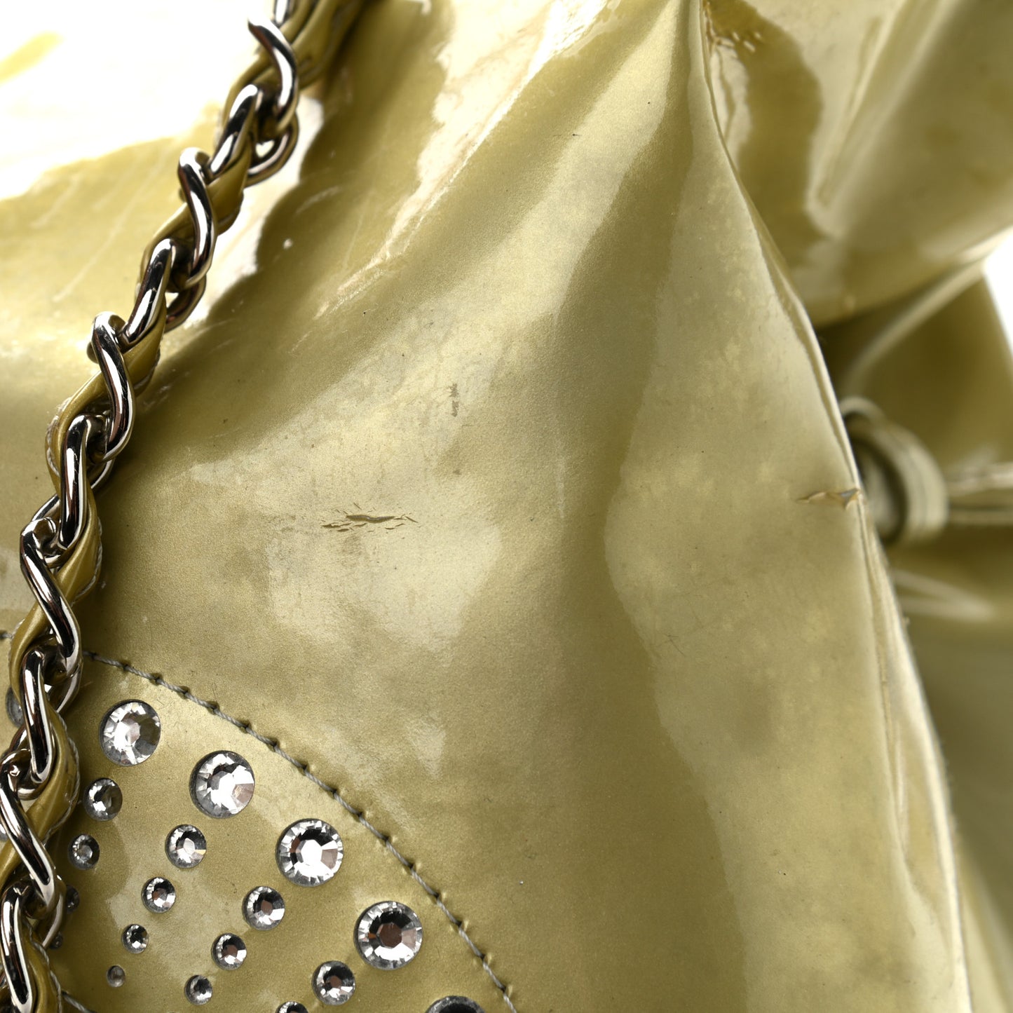 Patent Crystal Strass Bonbons Tote Silver