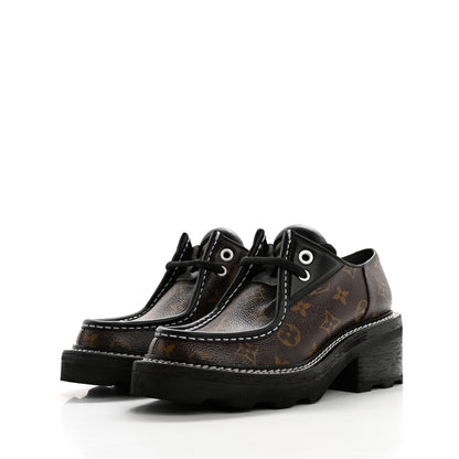 Louis Vuitton Monogram Calfskin Beaubourg Platform Derby Shoes 37 Brown 3 of 8