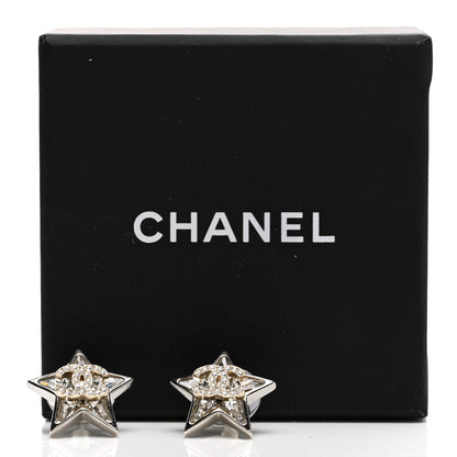 Chanel Crystal CC Star Earrings Silver 5 of 5