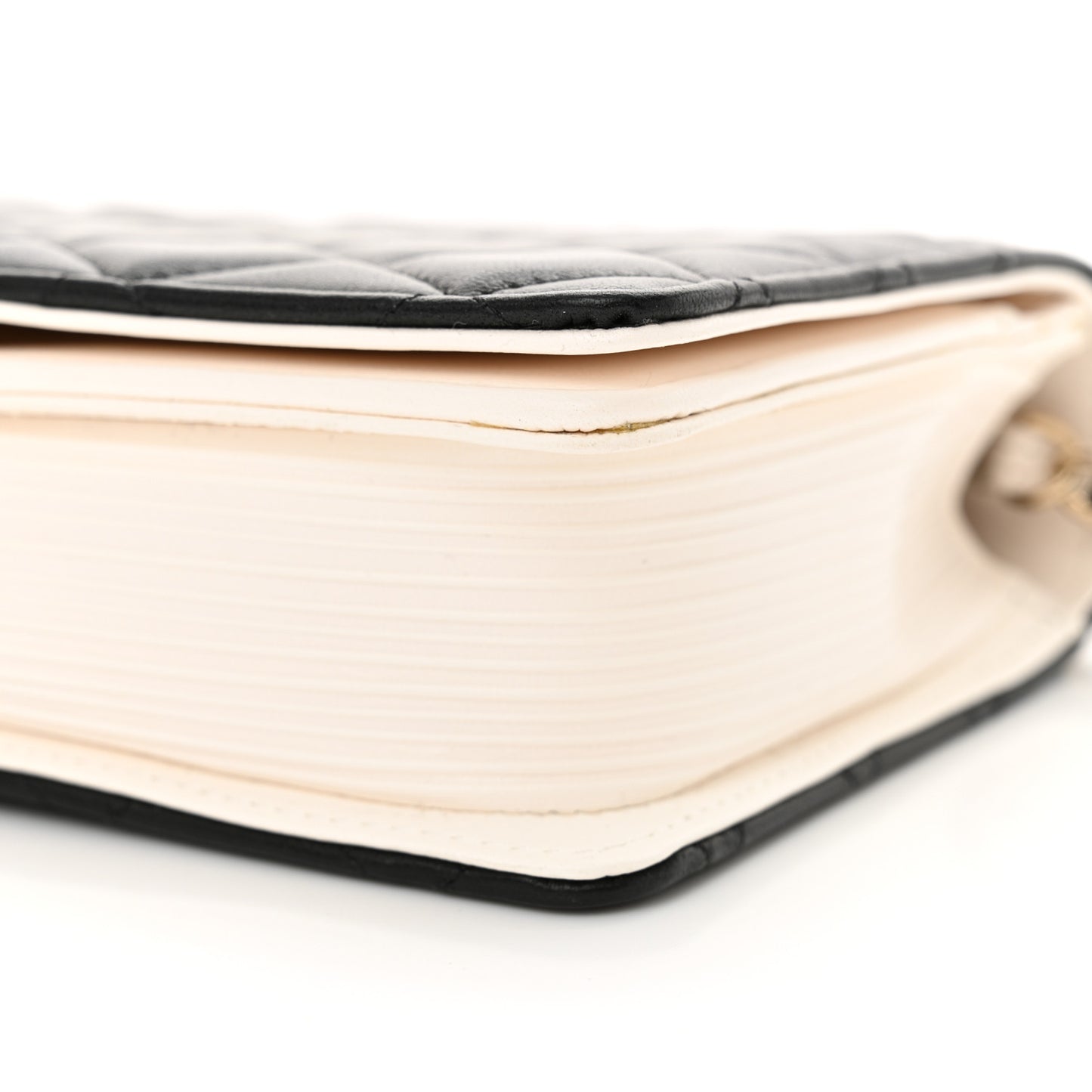 Lambskin Quilted Book Wallet On Chain WOC Black