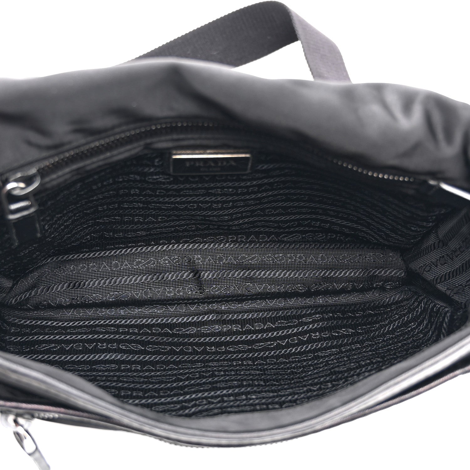 Prada Tessuto Nylon Saffiano Logo Messenger Bag Black 5 of 10