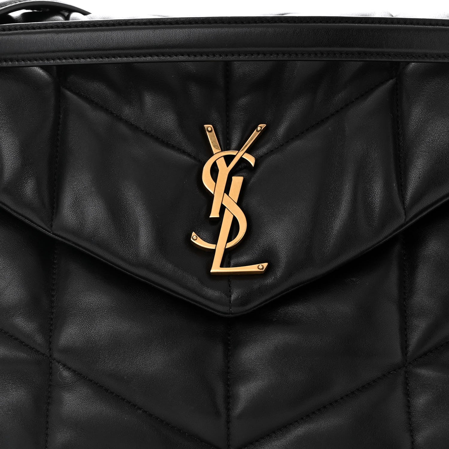 Saint Laurent Lambskin Quilted Medium Loulou Puffer Monogram Chain Satchel Black 8 of 10