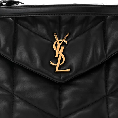 Saint Laurent Lambskin Quilted Medium Loulou Puffer Monogram Chain Satchel Black 8 of 10