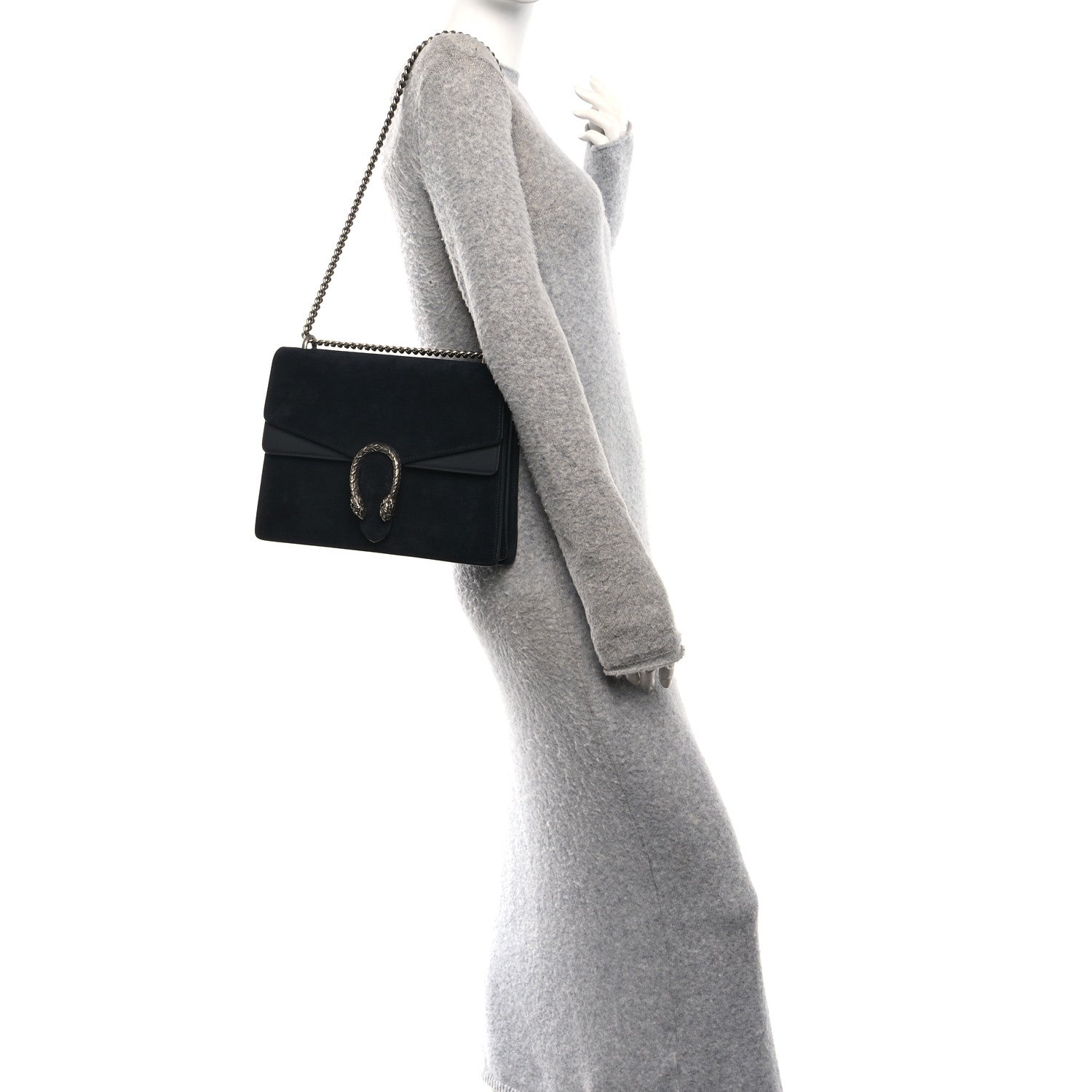 Gucci Suede Medium Dionysus Shoulder Bag Black 2 of 10