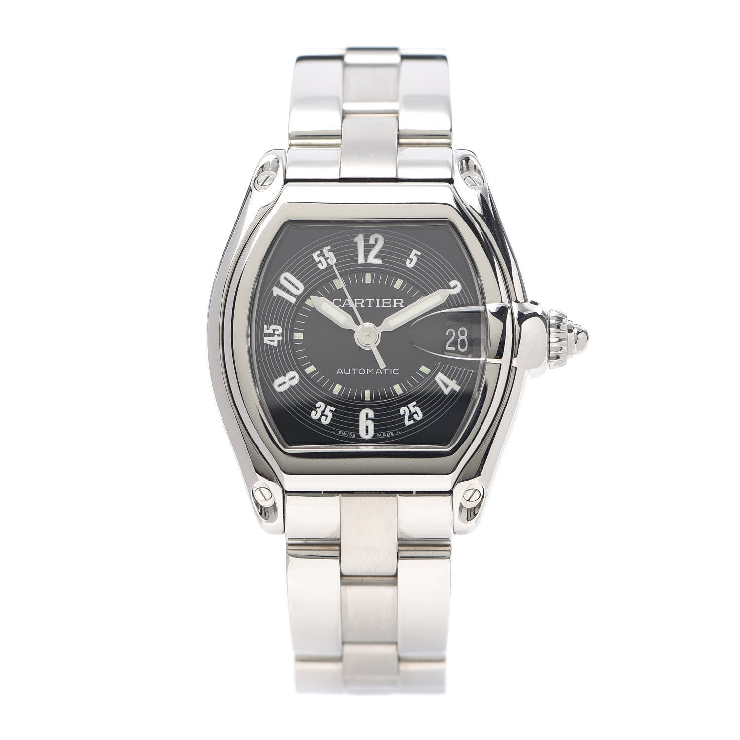 Cartier Stainless Steel 37mm Roadster Automatic Watch Black 1 of 5