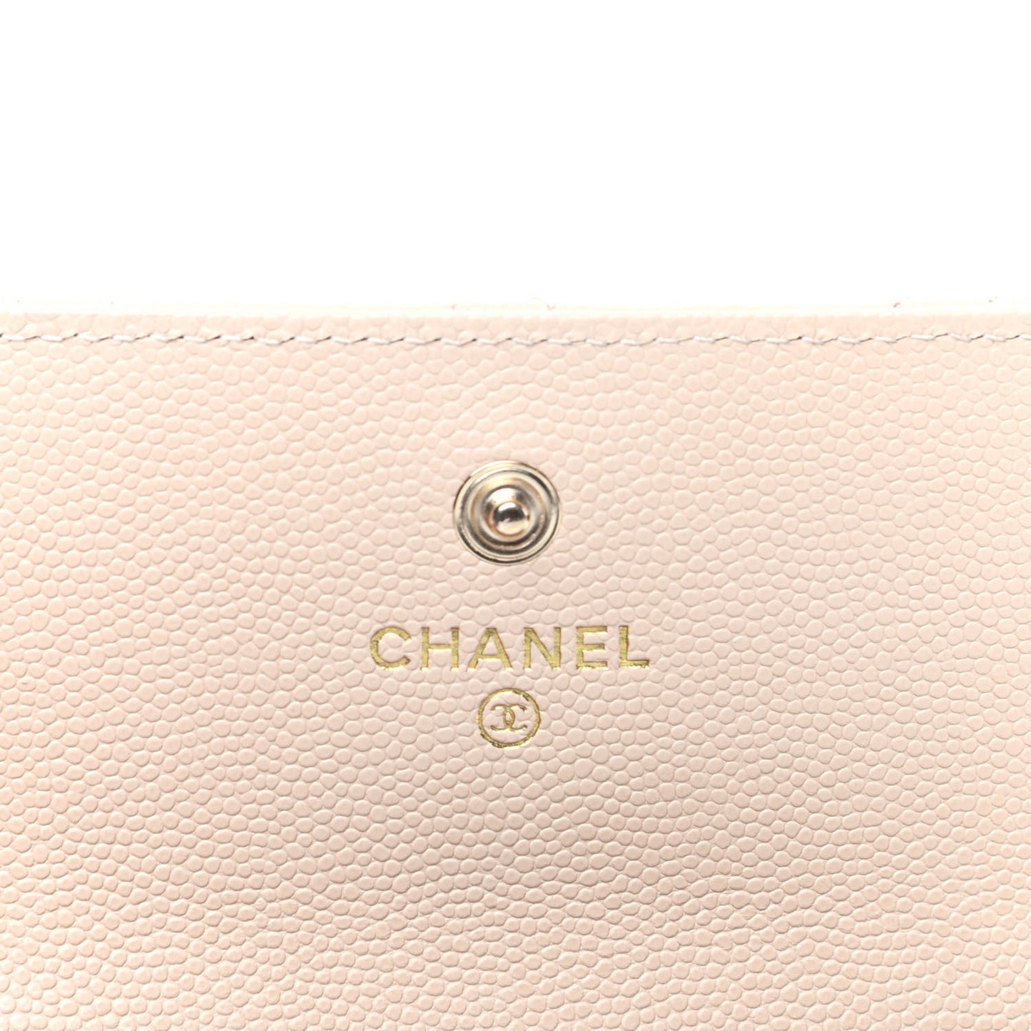 Caviar Pearl Quilted Coco Candy Flap Card Holder Beige