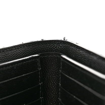 Saint Laurent Grain De Poudre Matelasse Chevron Monogram Zipped Two-Part Wallet Black 8 of 8