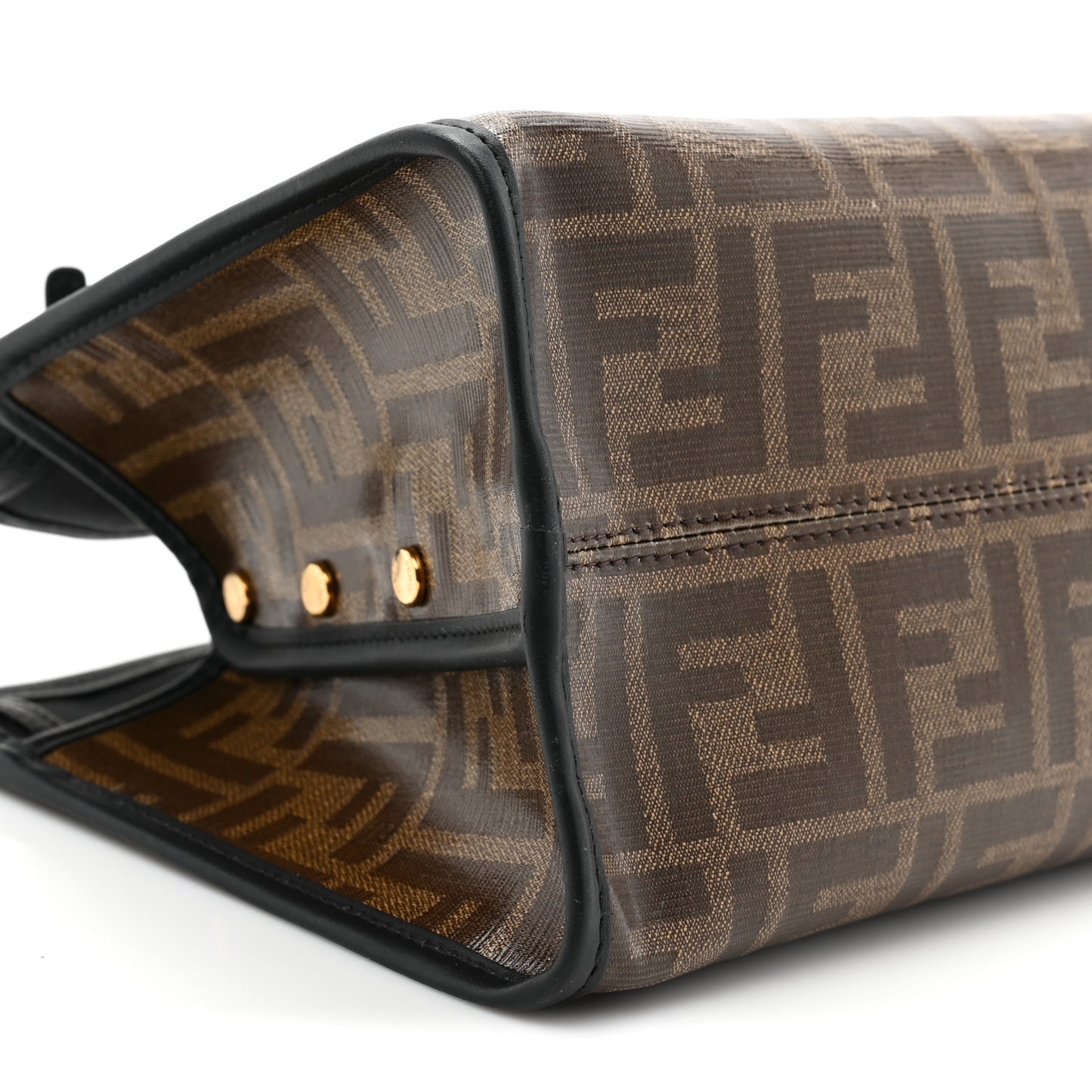 Glazed Fabric Vitello Century FF 1974 Stamp Patch Mini Peekaboo Defender Cover Mogano Panna Black