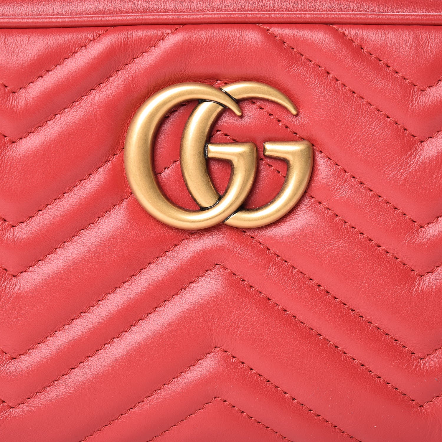 Gucci Calfskin Matelasse Small GG Marmont Chain Shoulder Bag Hibiscus Red 8 of 11