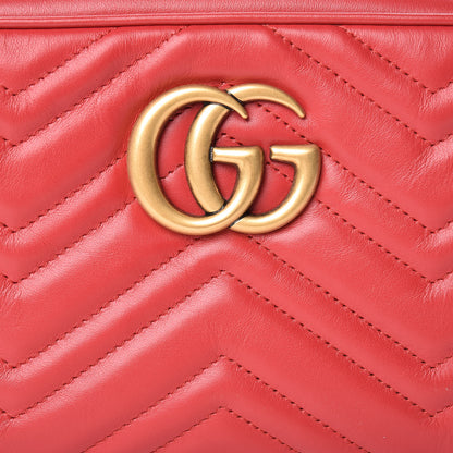 Gucci Calfskin Matelasse Small GG Marmont Chain Shoulder Bag Hibiscus Red 8 of 11