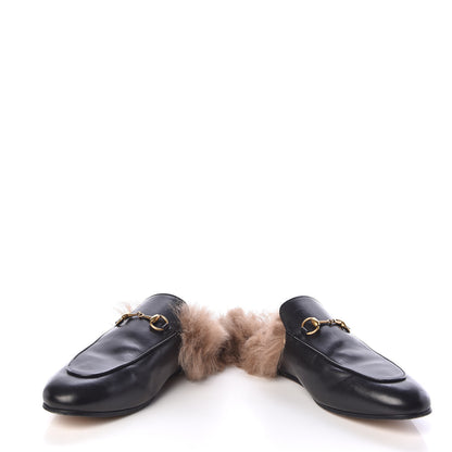 Gucci Calfskin Fur Womens Princetown Slippers 41 Black 5 of 12