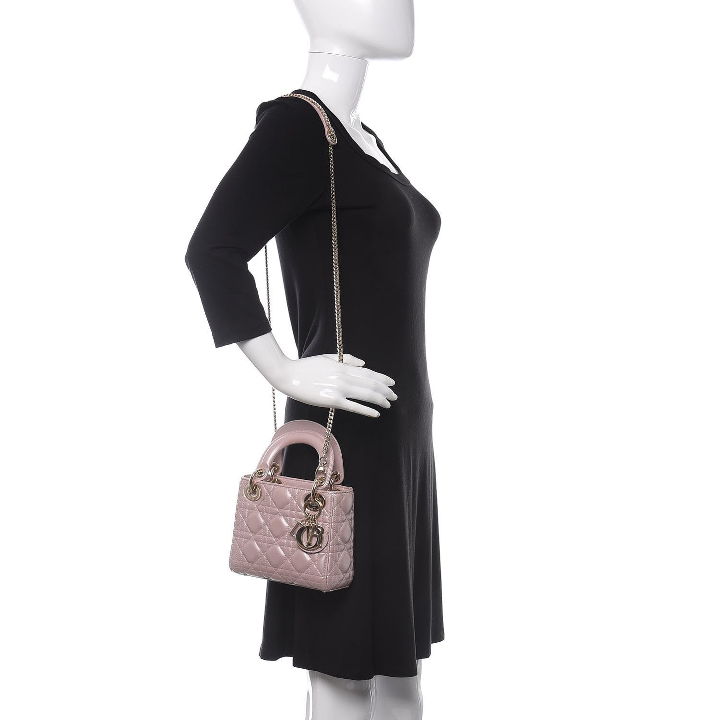 Metallic Lambskin Cannage Mini Lady Dior Lotus