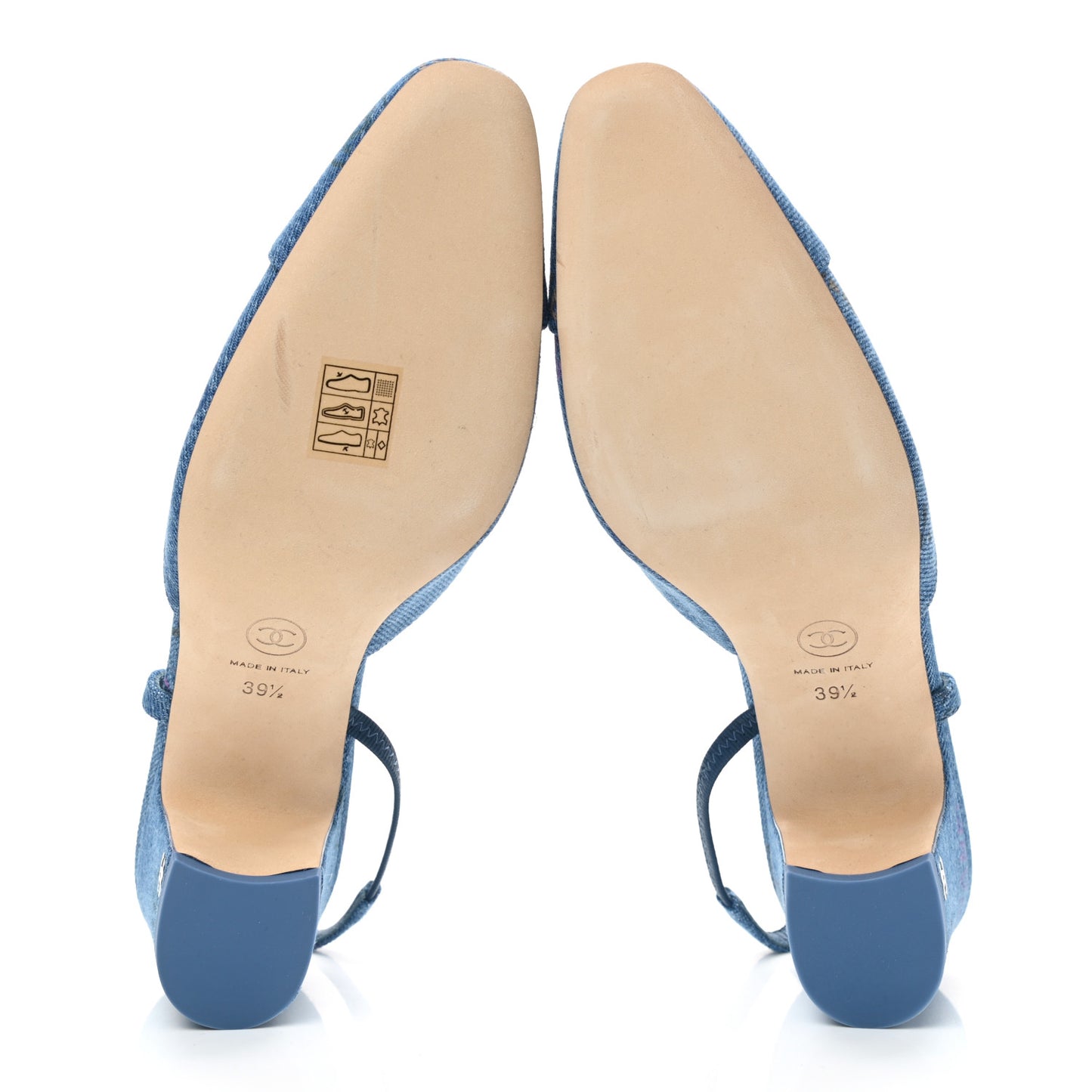 Denim Cap Toe CC Slingback Pumps 39.5 Light Blue Multicolor