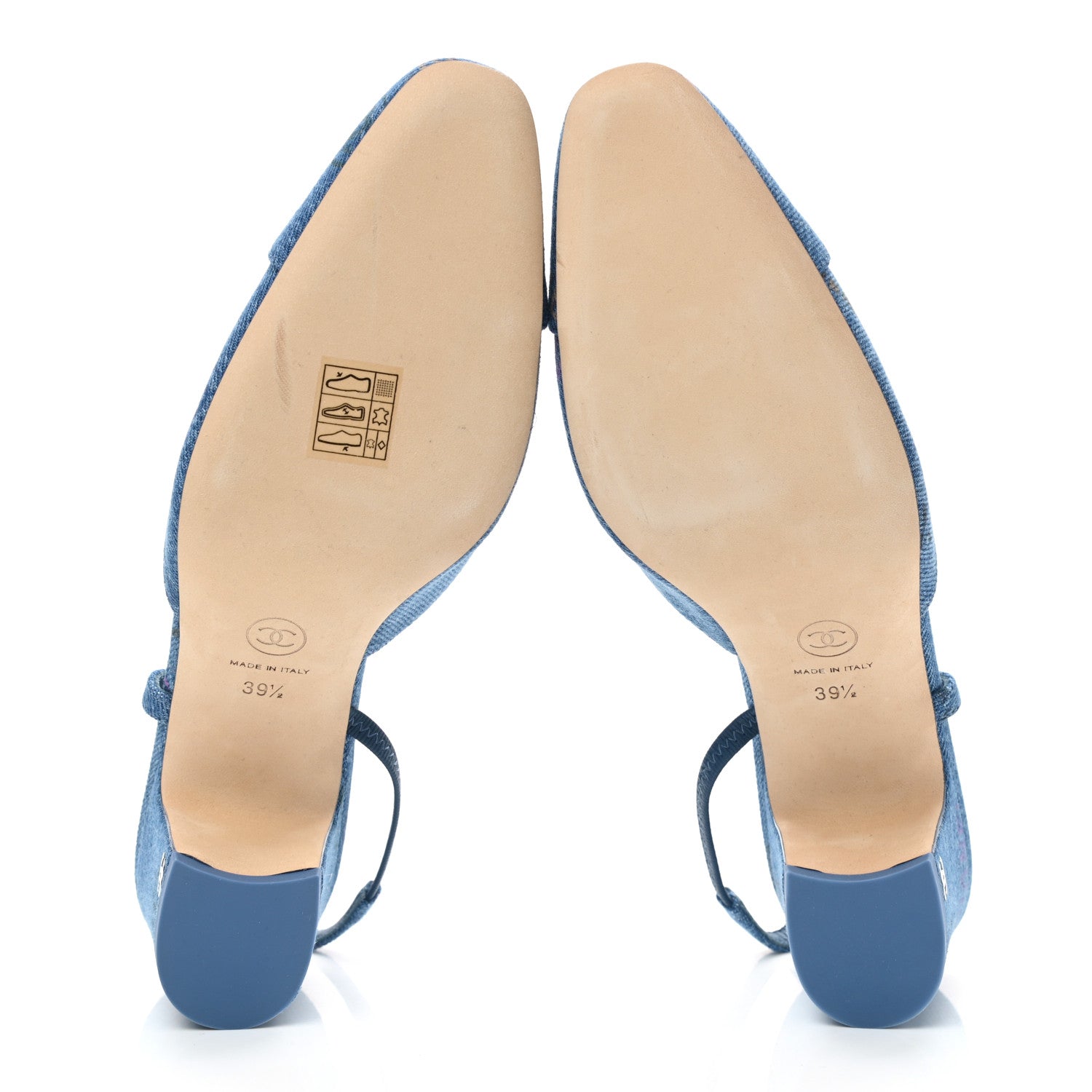 Chanel Denim Cap Toe CC Slingback Pumps 39.5 Light Blue Multicolor 5 of 8