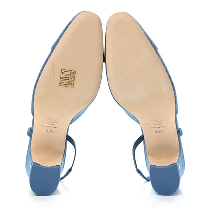 Chanel Denim Cap Toe CC Slingback Pumps 39.5 Light Blue Multicolor 5 of 8