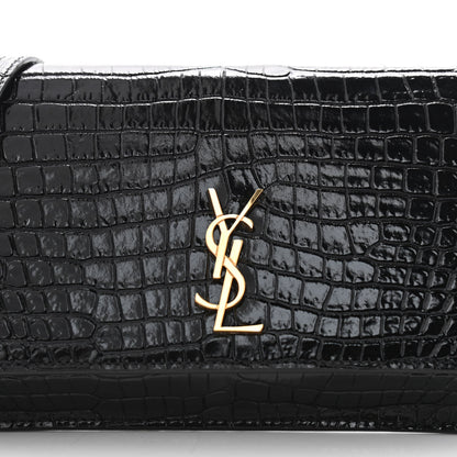 Saint Laurent Crocodile Embossed Monogram Phone Holder Crossbody Black 10 of 10