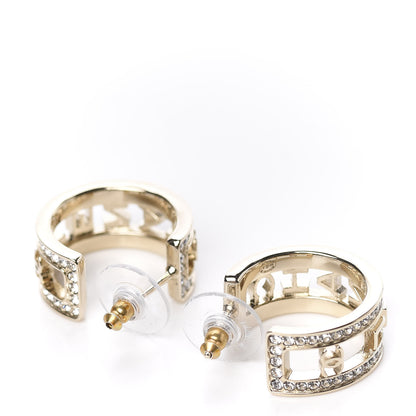 Chanel Metal Crystal Bow-tiful CC Hoop Earrings Gold 3 of 7