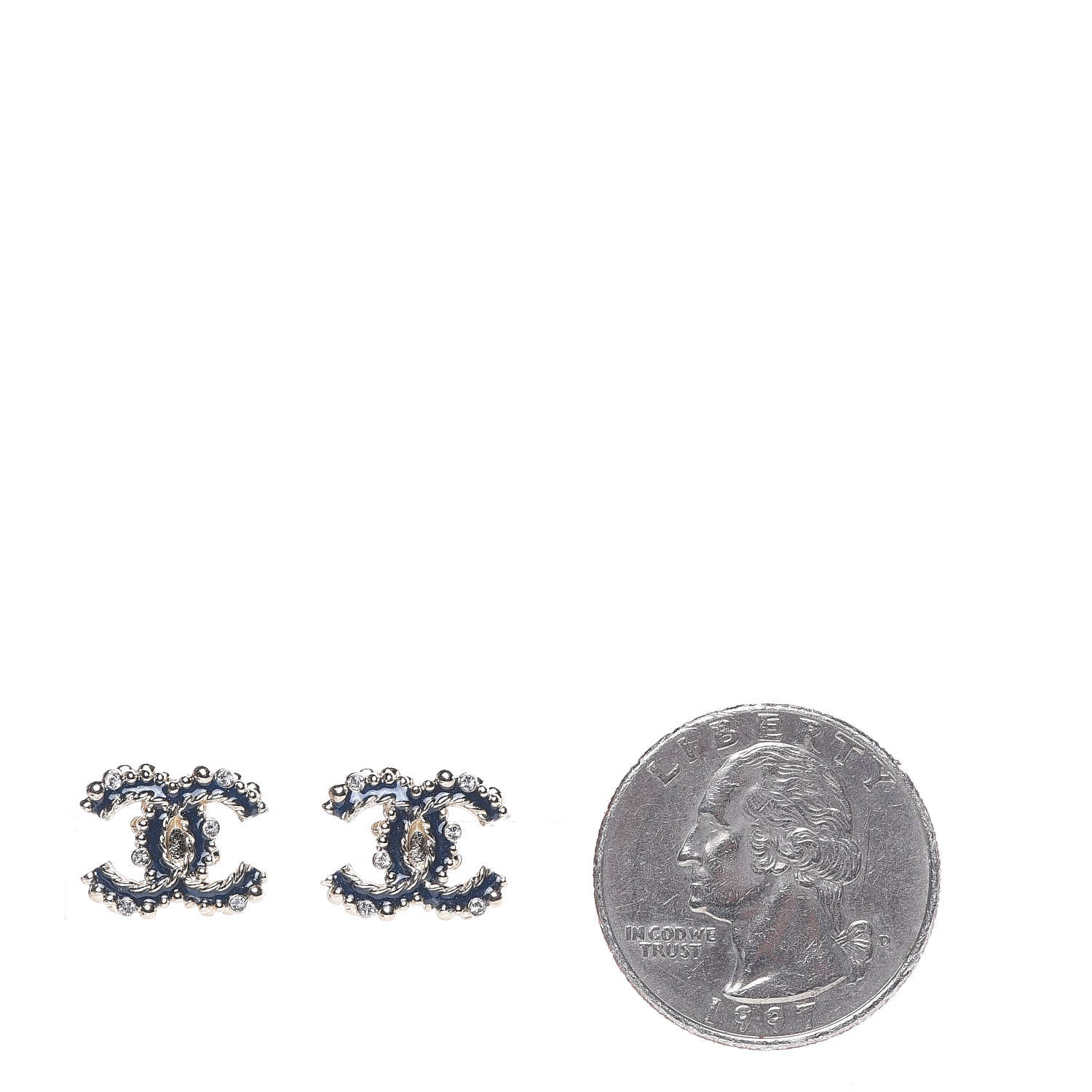 Chanel Enamel CC Baroque Earrings Blue Gold 2 of 5