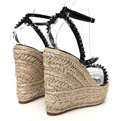 Christian Louboutin Patent Monochrome Mafaldina 120 Wedge Sandals 39 Black 4 of 7
