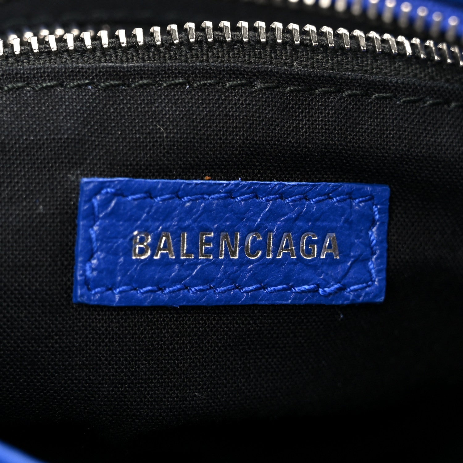 Balenciaga Agneau Classic Silver Hardware Mini City Logo Strap Bleu Electric Black 7 of 11