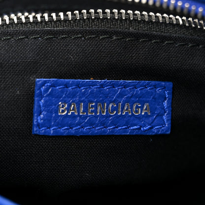Balenciaga Agneau Classic Silver Hardware Mini City Logo Strap Bleu Electric Black 7 of 11
