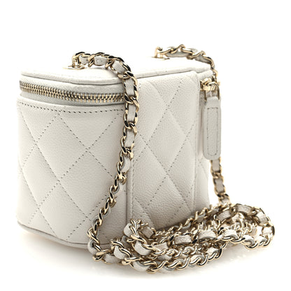 Chanel Caviar Quilted Mini Vanity Case With Chain White 3 of 11