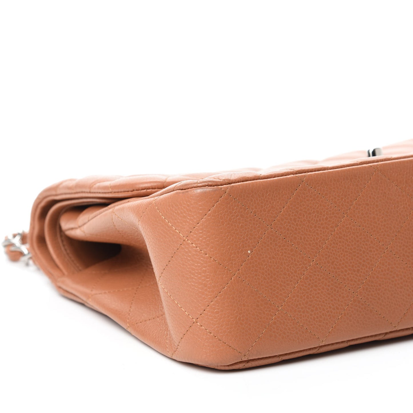 Caviar Quilted Jumbo Double Flap Light Brown