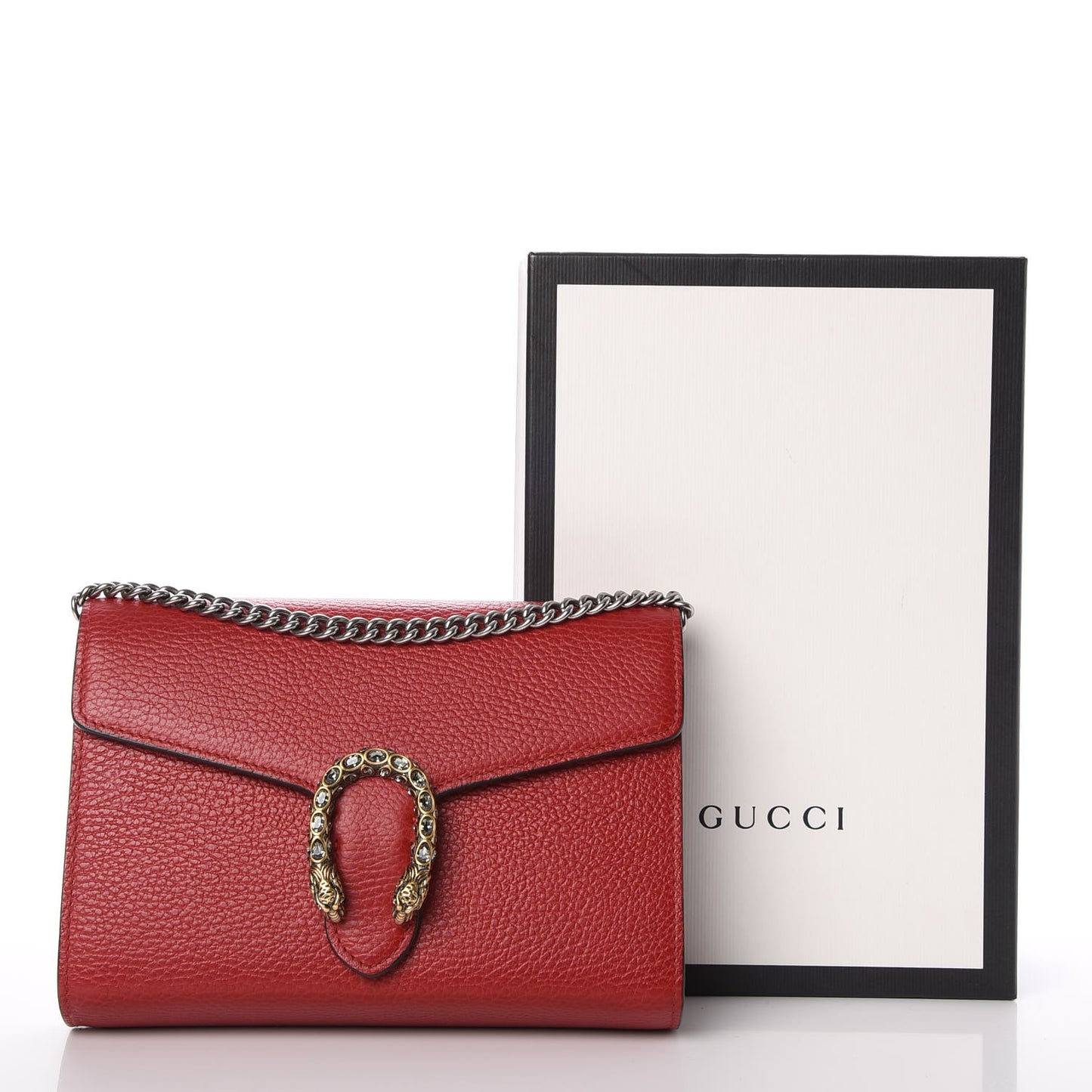 Calfskin Mini Dionysus Chain Wallet Hibiscus Red