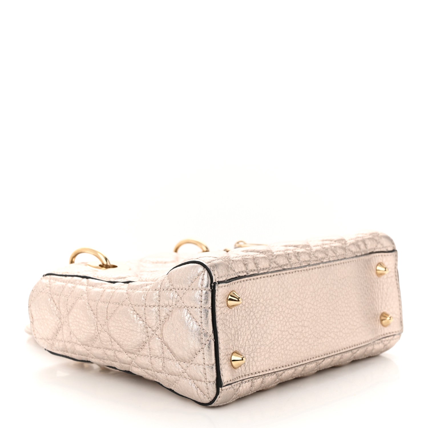 Christian Dior Metallic Grained Calfskin Cannage Small Supple Lady Dior Pale Gold 4 of 15