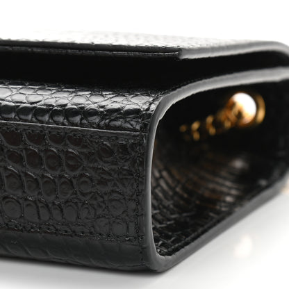 Saint Laurent Calfskin Crocodile Embossed Medium Classic Monogram Kate Tassel Satchel Black 8 of 8