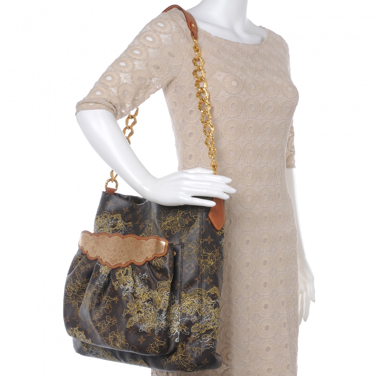 Louis Vuitton Monogram Dentelle Fersen Gold 2 of 8