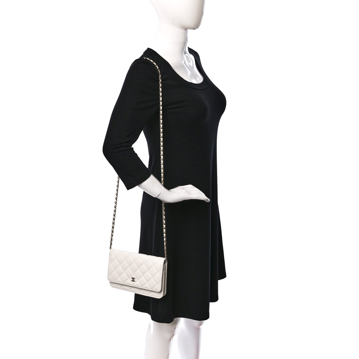 Caviar Quilted Wallet On Chain WOC White